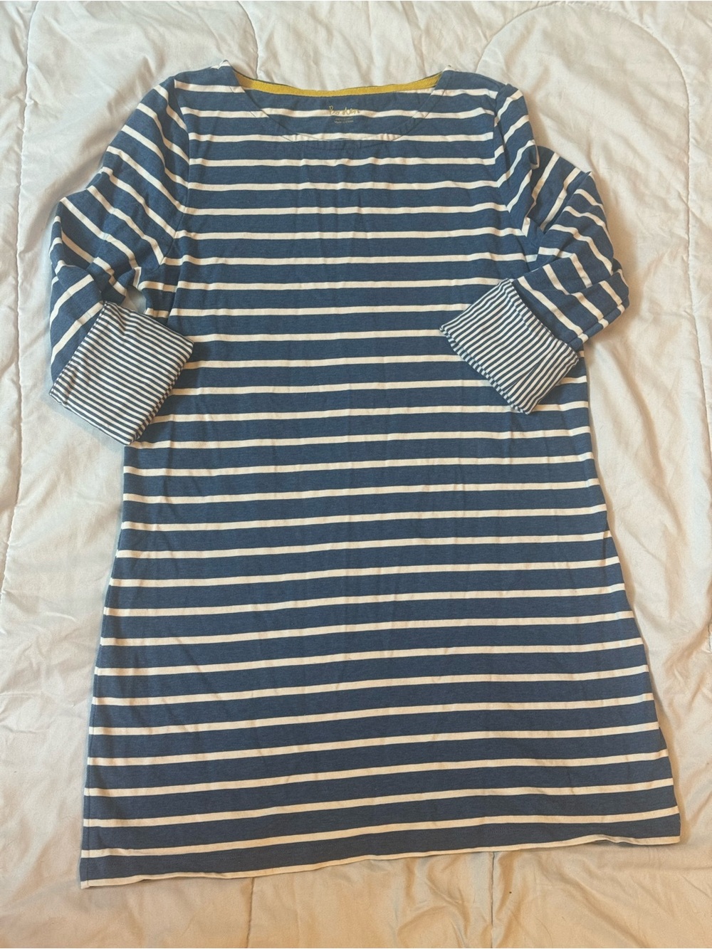 Boden Blue and White Striped Knit mini t-shirt dress